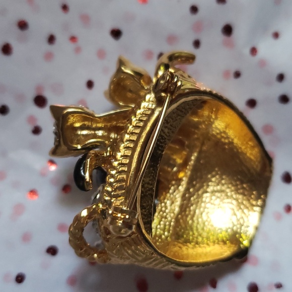 Vintage Carolee “Cats in the Basket” Enamel Jeweled Brooch Kittens pin - Picture 3 of 4